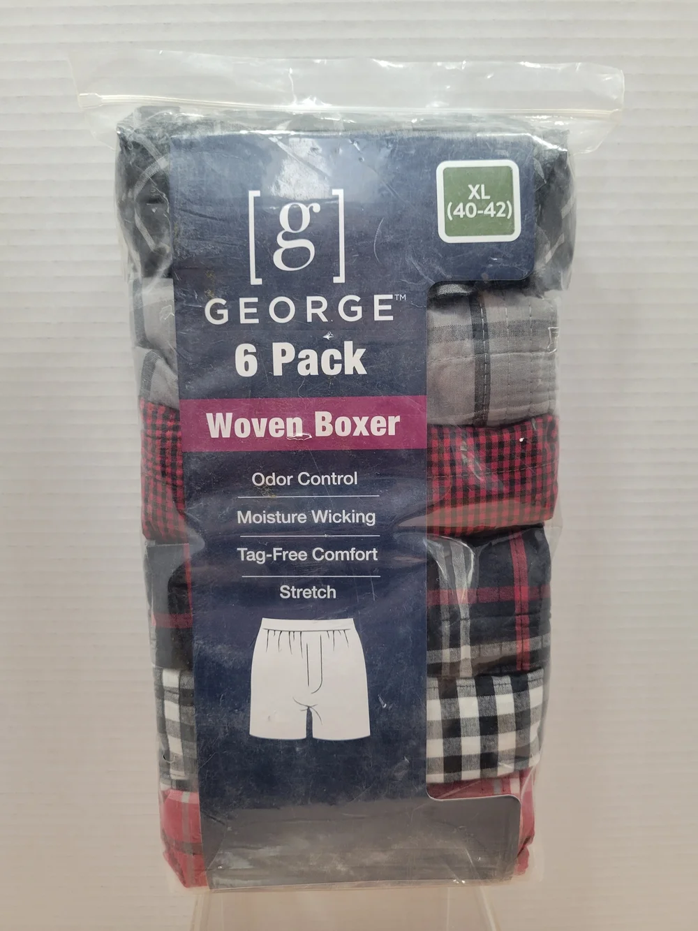 George 6-Pack Woven Boxers XL (40-42) Tag Free